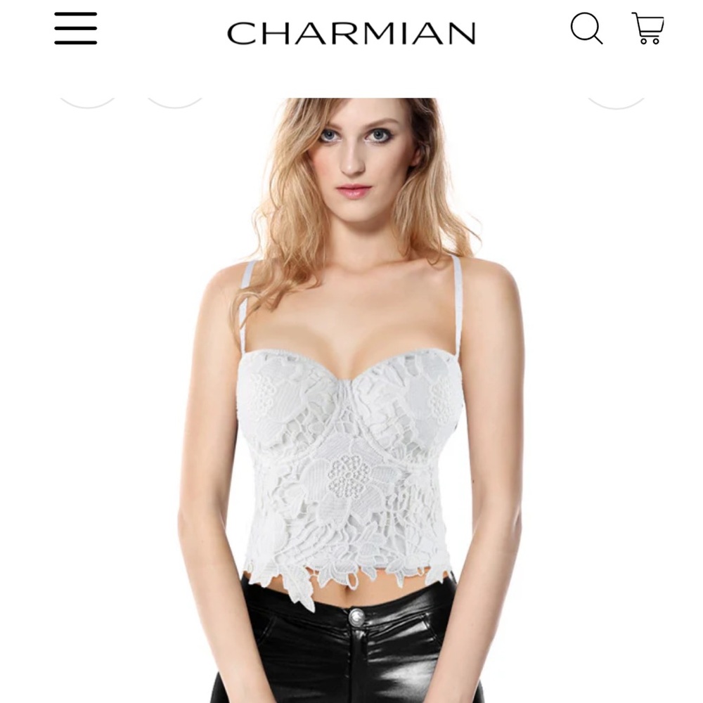 Women's White Lace Bustier Top
